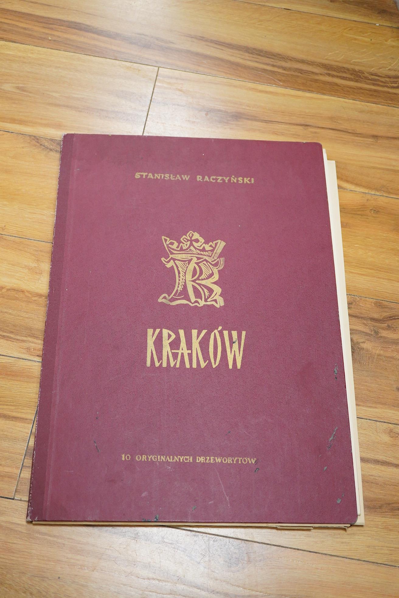 Stanislaw Raczynski (1903-1982), Views of Krakow, a folio of lino cut prints, each signed and inscribed in ink, 32 x 25.5cm